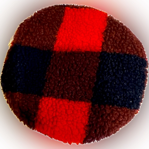 FRESH LIDS INC RED BLACK BUFFALO PLAID SHERPA BEANBAG 7” GAME TOSS CORN HOLE TOY - Picture 1 of 9